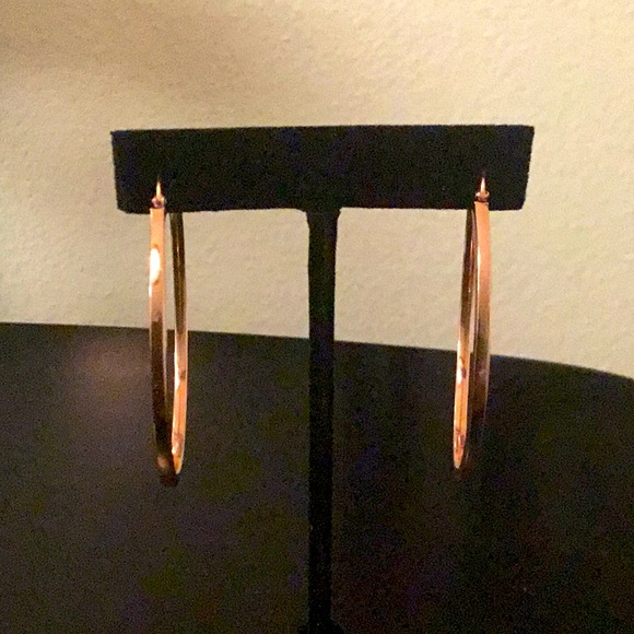 14k ROSE GOLD Hoop“ earrings (925)💕 - Picture 2 of 4
